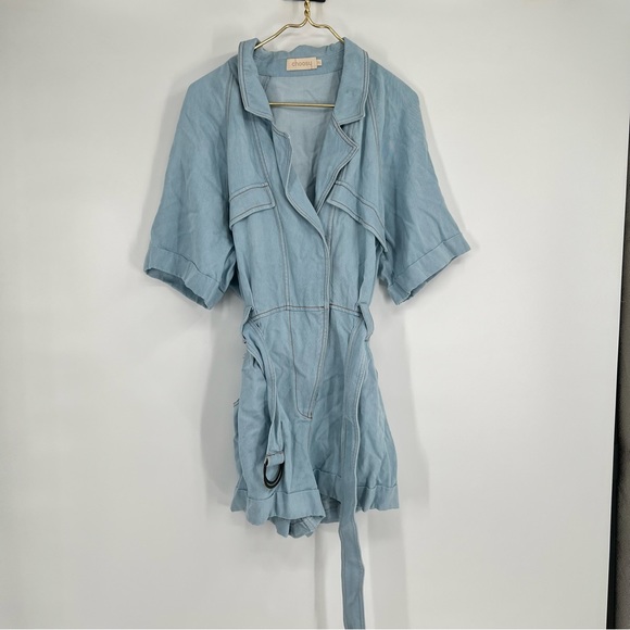 Choosy Minh Romper denim jumpsuit size extra large chambray soft denim cloth - Picture 5 of 10